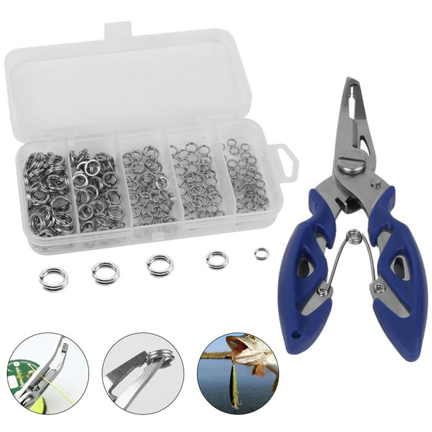 200PCS Stainless Steel 5 Size Fishing Split Rings Lures Tackle Set With Pliers